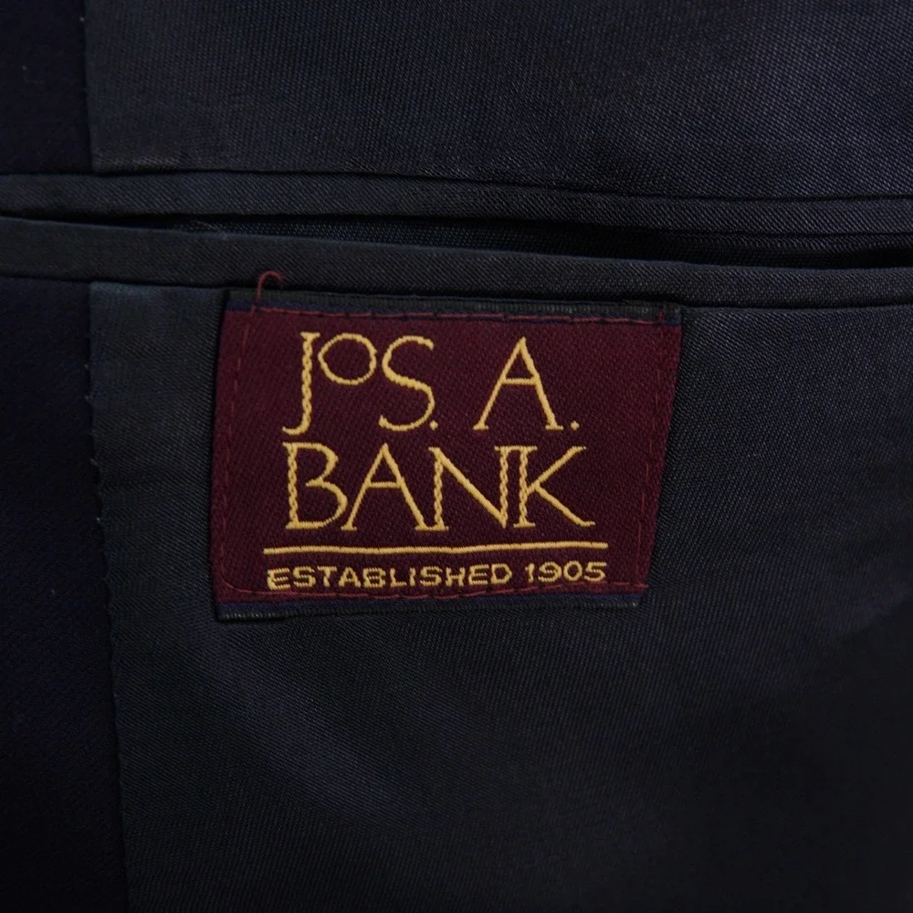 Jos A Bank Wool Blue Double Breasted Gold Button Peak Lapel Blazer 42L